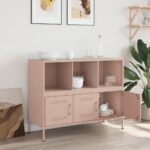 vidaXL Komoda ružová 100,5x39x79 cm oceľ – Obrázok 3