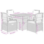 vidaXL 5-dielna záhradná jedálenská sada s podložkami sivá polyratan – Obrázok 9