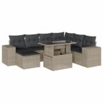 vidaXL 8-dielna záhradná súprava pohoviek s vankúšmi svetlosivá – Obrázok 2