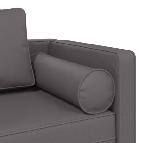 vidaXL Leňoška s vankúšmi, sivá, umelá koža – Obrázok 6