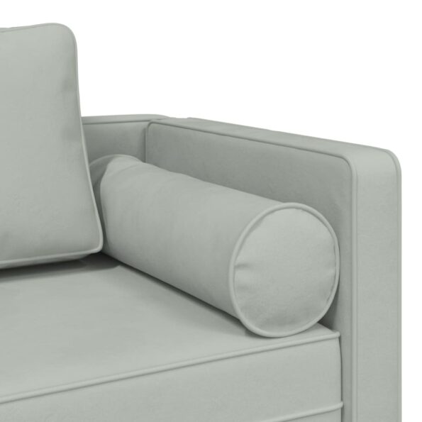 vidaXL Leňoška s vankúšmi svetlosivá zamat – Obrázok 6