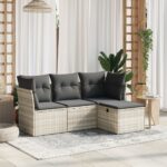 vidaXL 4-dielna záhradná sedacia súprava a vankúše svetlosivá