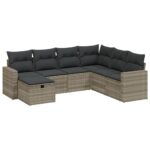 vidaXL 7-dielna záhradná súprava pohoviek s vankúšmi svetlosivá – Obrázok 2