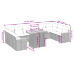 vidaXL 11-dielna záhradná jedálenská súprava vankúše béžová polyratan – Obrázok 3