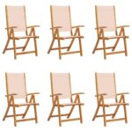 vidaXL Skladacie záhradné stoličky 6 ks, akáciový masív a textilén – Obrázok 2