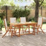 vidaXL 5-dielna záhradná jedálenská súprava masívna akácia a textilén