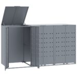 vidaXL Úložisko na 3 košov na kolieskach sivé 207x79x117 cm oceľ – Obrázok 2