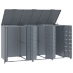 vidaXL Úložisko na 3 košov na kolieskach sivé 207x79x117 cm oceľ – Obrázok 8
