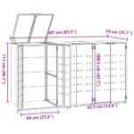 vidaXL Úložisko na 3 košov na kolieskach sivé 207x79x117 cm oceľ – Obrázok 11