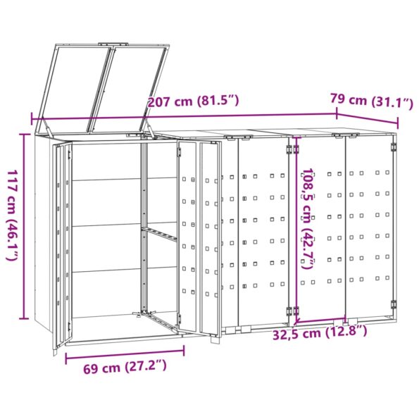 VXL8721102611780_g_en_hd_9.jpg vidaXL Úložisko na 3 košov na kolieskach sivé 207x79x117 cm oceľ – Obrázok 11