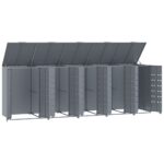 vidaXL Úložisko na 5 košov na kolieskach sivé 345x79x117 cm oceľ – Obrázok 8