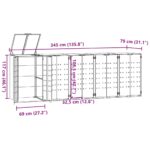 vidaXL Úložisko na 5 košov na kolieskach sivé 345x79x117 cm oceľ – Obrázok 11
