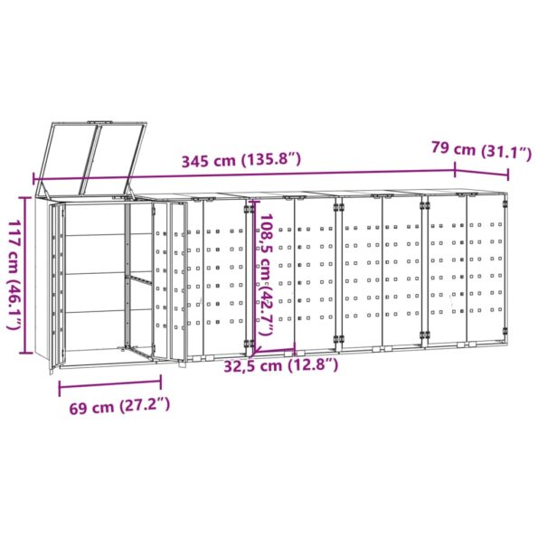 VXL8721102611803_g_en_hd_9.jpg vidaXL Úložisko na 5 košov na kolieskach sivé 345x79x117 cm oceľ – Obrázok 11