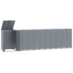 vidaXL Úložisko na 6 košov na kolieskach sivé 414x79x117 cm oceľ – Obrázok 2