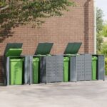 vidaXL Úložisko na 6 košov na kolieskach sivé 414x79x117 cm oceľ – Obrázok 3
