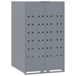 vidaXL Úložisko na 6 košov na kolieskach sivé 414x79x117 cm oceľ – Obrázok 4