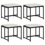 vidaXL Záhradné stoličky s vankúšmi 4 ks čierne polyratan – Obrázok 2