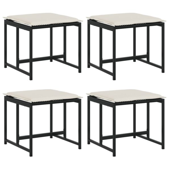 vidaXL Záhradné stoličky s vankúšmi 4 ks čierne polyratan – Obrázok 2