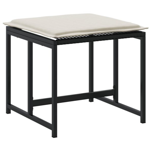 vidaXL Záhradné stoličky s vankúšmi 4 ks čierne polyratan – Obrázok 6