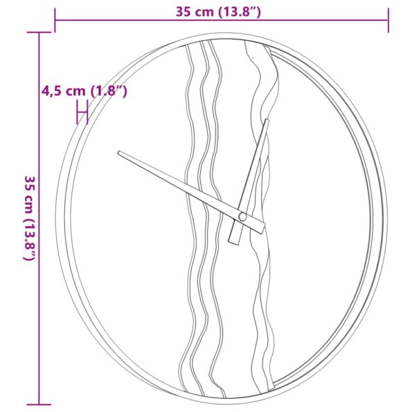 vidaXL Nástenné hodiny hnedé Ø35 cm železo a dubové drevo – Obrázok 7