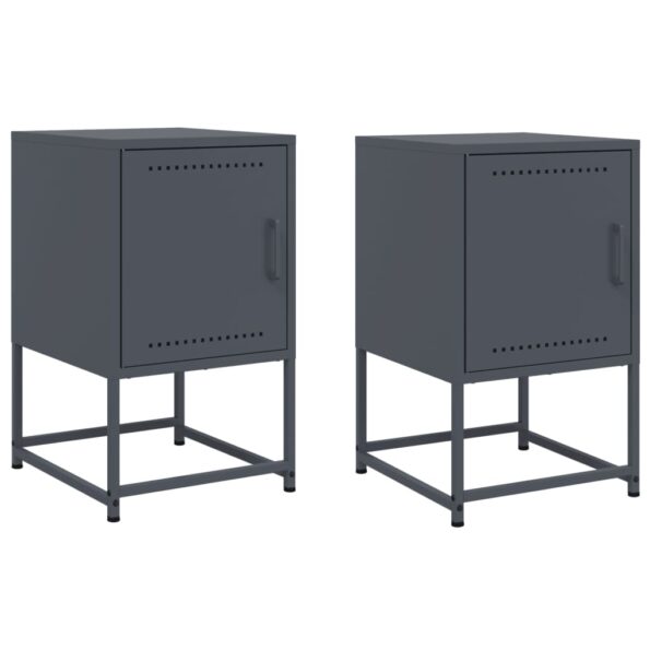 vidaXL Nočné stolíky 2 ks antracitové 36x39x60,5 cm oceľ – Obrázok 2
