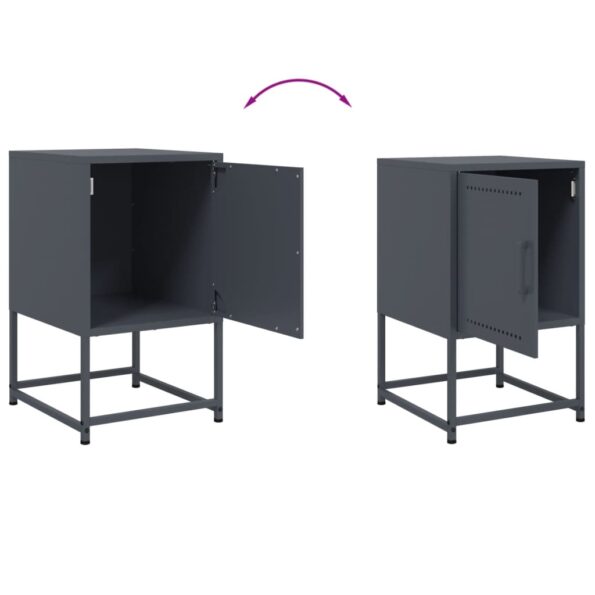 vidaXL Nočné stolíky 2 ks antracitové 36x39x60,5 cm oceľ – Obrázok 9
