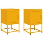 vidaXL Nočné stolíky 2 ks horčicovo-žlté 36x39x60,5 cm oceľ – Obrázok 2