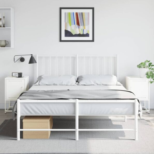 vidaXL Nočné stolíky 2 ks biele 36x39x60,5 cm oceľ – Obrázok 3