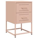 vidaXL Nočný stolík ružový 36x39x60,5 cm oceľ – Obrázok 2