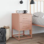 vidaXL Nočný stolík ružový 36x39x60,5 cm oceľ – Obrázok 3