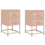 vidaXL Nočné stolíky 2 ks ružové 36x39x60,5 cm oceľ – Obrázok 2
