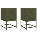 vidaXL Nočné stolíky 2 ks olivovozelené 36x39x60,5 cm oceľ – Obrázok 2