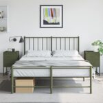 vidaXL Nočné stolíky 2 ks olivovozelené 36x39x60,5 cm oceľ – Obrázok 3
