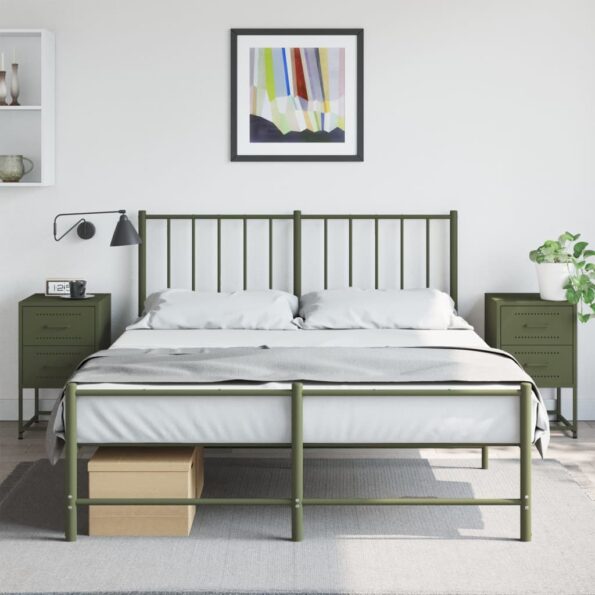 vidaXL Nočné stolíky 2 ks olivovozelené 36x39x60,5 cm oceľ – Obrázok 3