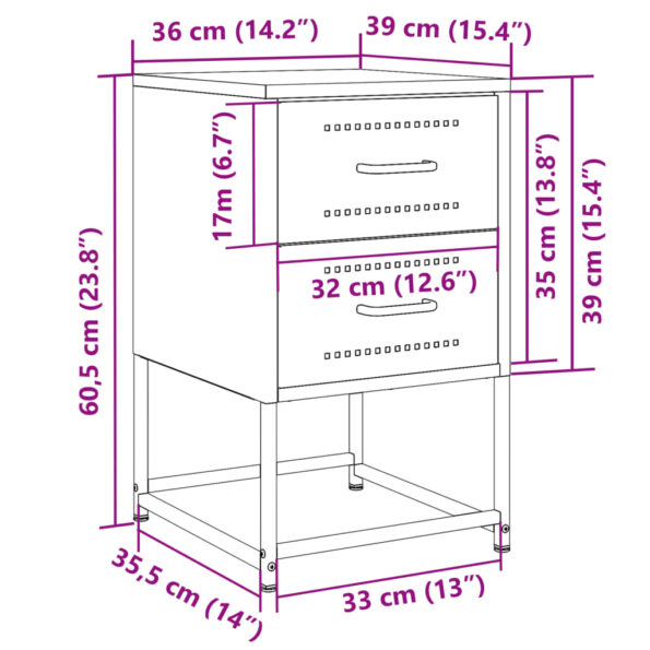 vidaXL Nočné stolíky 2 ks olivovozelené 36x39x60,5 cm oceľ – Obrázok 12