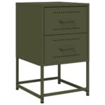 vidaXL Nočné stolíky 2 ks olivovozelené 36x39x60,5 cm oceľ – Obrázok 5