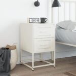 vidaXL Nočný stolík biele 36x39x60,5 cm oceľ – Obrázok 3
