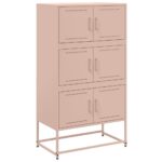 vidaXL Komoda ružová 68,5x38,5x123,5 cm oceľ – Obrázok 2
