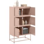 vidaXL Komoda ružová 68,5x38,5x123,5 cm oceľ – Obrázok 5