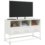 vidaXL TV skrinka biela 100,5x39x60,5 cm oceľ – Obrázok 4