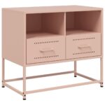 vidaXL TV skrinka ružová 68x39x60,5 cm oceľ – Obrázok 2