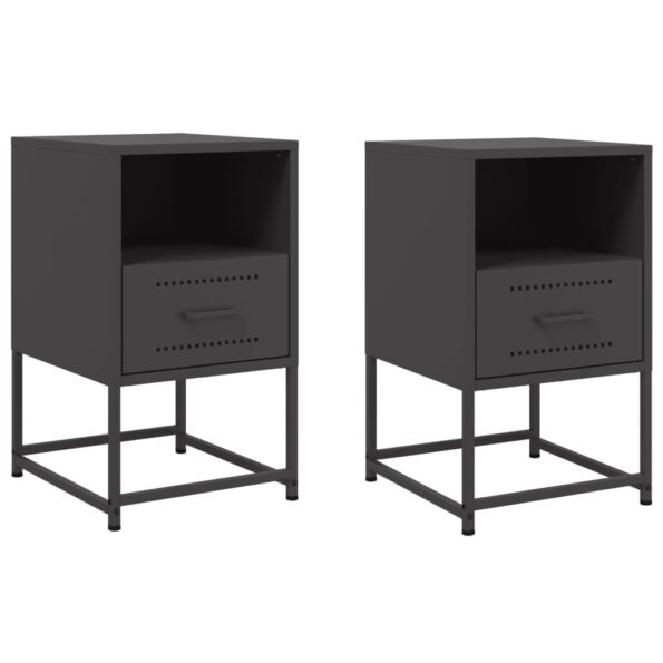 vidaXL Nočné stolíky 2 ks čierne 36x39x60,5 cm oceľ – Obrázok 2