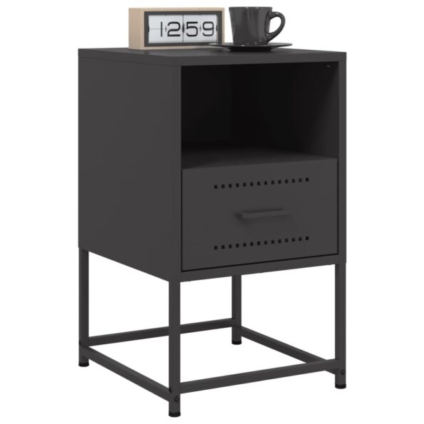 vidaXL Nočné stolíky 2 ks čierne 36x39x60,5 cm oceľ – Obrázok 3