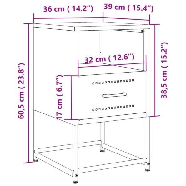 vidaXL Nočné stolíky 2 ks čierne 36x39x60,5 cm oceľ – Obrázok 12