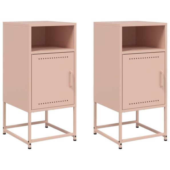 vidaXL Nočné stolíky 2 ks ružové 36x39x78 cm oceľ – Obrázok 2