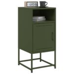 vidaXL Nočný stolík olivovozelený 36x39x78 cm oceľ – Obrázok 4