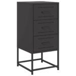 vidaXL Nočný stolík čierny 36x39x78 cm oceľ – Obrázok 2