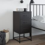 vidaXL Nočný stolík čierny 36x39x78 cm oceľ – Obrázok 3