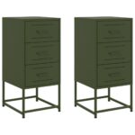 vidaXL Nočné stolíky 2 ks olivovozelené 36x39x78 cm oceľ – Obrázok 2