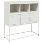 vidaXL Komoda biela 100,5x39x107 cm oceľ – Obrázok 2